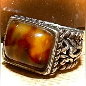 Thick solid vintage Aterljng Brown Tigers Eye Ring